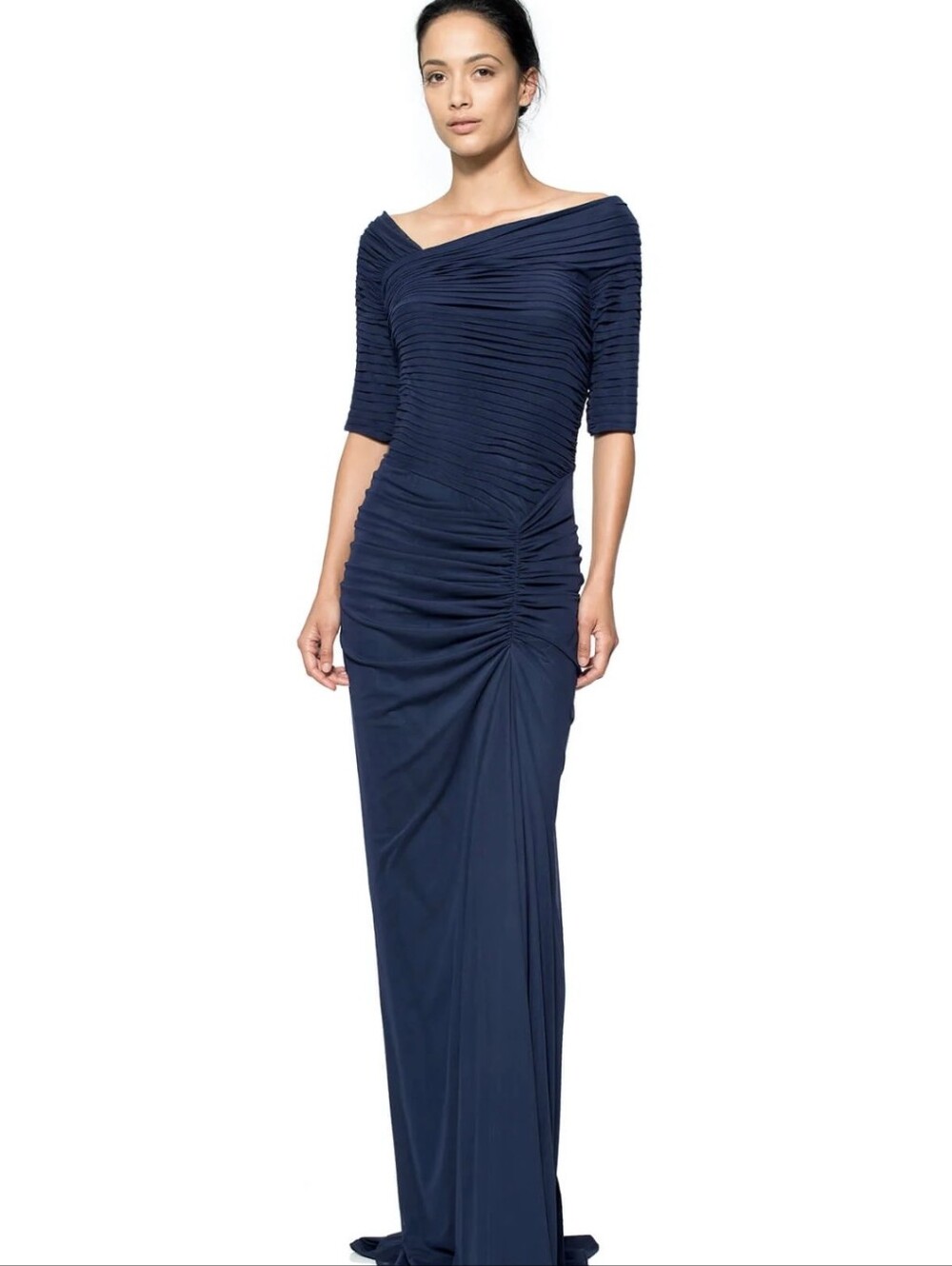 Tadashi Shoji Navy Ruched Maxi Dress  Worn Once and Professionally Cleaned